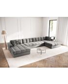 Yohan Panoramasofa aus Strukturstoff 5 Sitze hellgrau - 294x160x72 cm