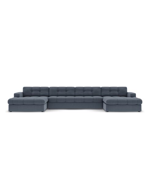 Yohan Panoramasofa aus Strukturstoff 5 Sitze dunkelblau - 294x160x72 cm