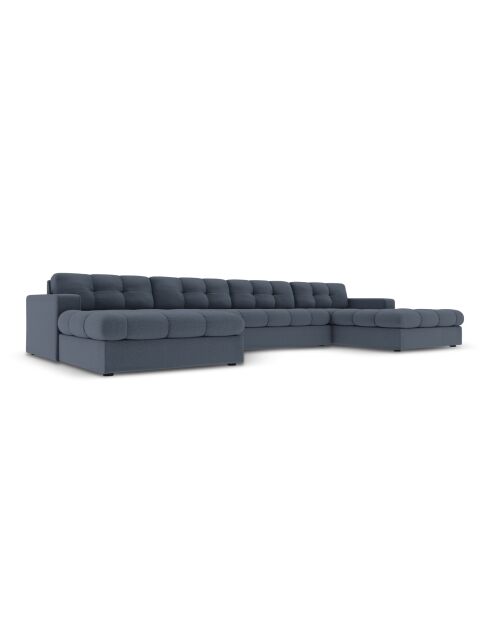 Yohan Panoramasofa aus Strukturstoff 5 Sitze dunkelblau - 294x160x72 cm