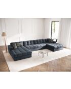 Yohan Panoramasofa aus Strukturstoff 5 Sitze dunkelblau - 294x160x72 cm