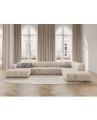 Luc panoramische rechter open hoekbank in structuurstof 7 zitplaatsen zand - 361x259x77 cm