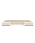 Yohan Panoramasofa aus Strukturstoff 5 Sitze hellbeige - 294x160x72 cm