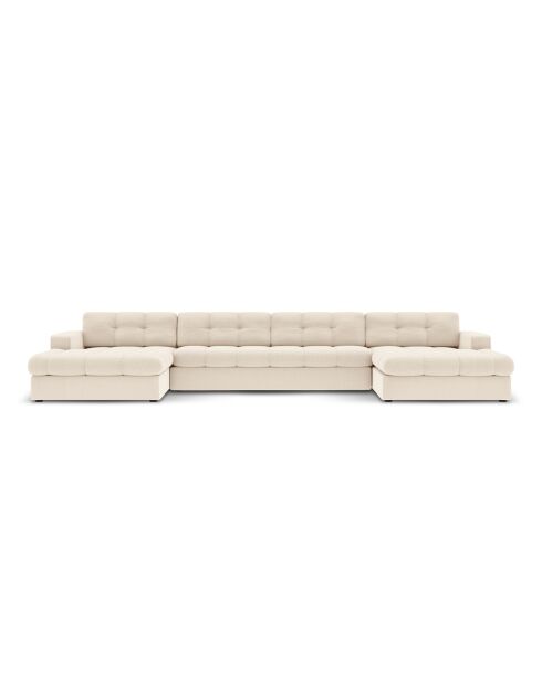 Yohan Panoramasofa aus Strukturstoff 5 Sitze hellbeige - 294x160x72 cm