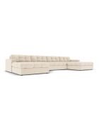 Yohan Panoramasofa aus Strukturstoff 5 Sitze hellbeige - 294x160x72 cm