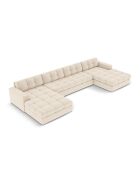Yohan Panoramasofa aus Strukturstoff 5 Sitze hellbeige - 294x160x72 cm