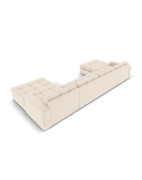 Yohan Panoramasofa aus Strukturstoff 5 Sitze hellbeige - 294x160x72 cm