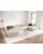 Yohan Panoramasofa aus Strukturstoff 5 Sitze hellbeige - 294x160x72 cm