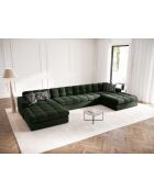 Yohan Panoramasofa aus Strukturstoff 5 Sitze dunkelgrün - 294x160x72 cm