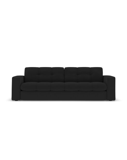 Yohan Sofa aus Strukturstoff 3 Sitze schwarz - 202x90x72 cm