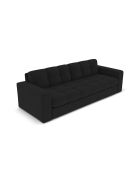 Yohan Sofa aus Strukturstoff 3 Sitze schwarz - 202x90x72 cm
