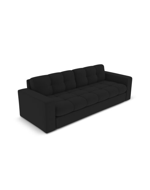 Yohan Sofa aus Strukturstoff 3 Sitze schwarz - 202x90x72 cm