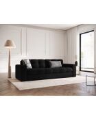 Yohan Sofa aus Strukturstoff 3 Sitze schwarz - 202x90x72 cm