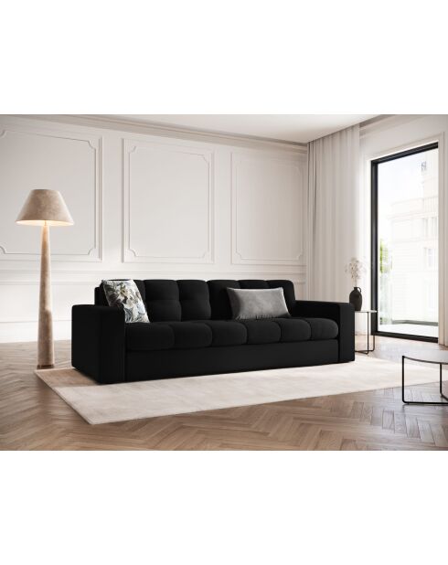 Yohan Sofa aus Strukturstoff 3 Sitze schwarz - 202x90x72 cm