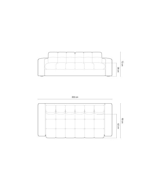 Yohan Sofa aus Strukturstoff 3 Sitze schwarz - 202x90x72 cm