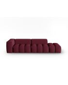 Canapé modulable droit Lorella en tissu structurel 4 places bordeaux - 265x85x70 cm