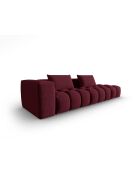 Canapé modulable droit Lorella en tissu structurel 4 places bordeaux - 265x85x70 cm