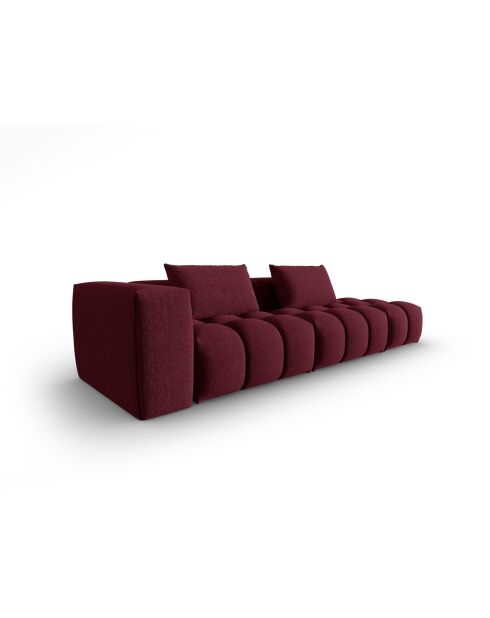 Canapé modulable droit Lorella en tissu structurel 4 places bordeaux - 265x85x70 cm