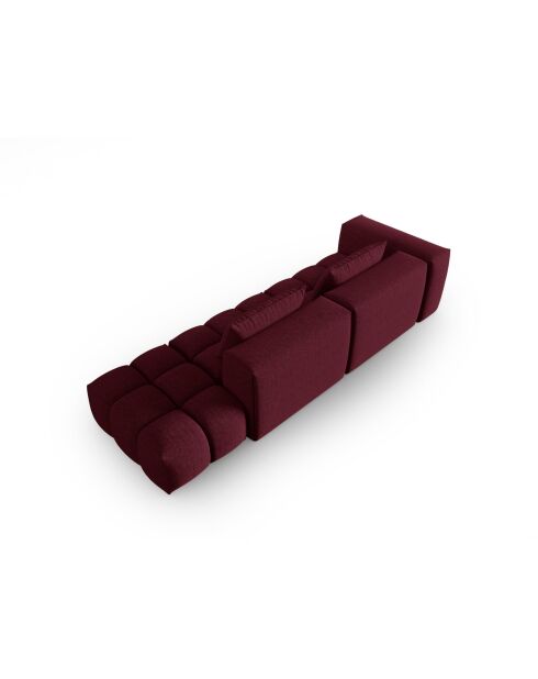 Canapé modulable droit Lorella en tissu structurel 4 places bordeaux - 265x85x70 cm