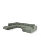 Luc Panorama-Ecksofa links, aus dunkelolivgrünem 7-Sitzer-Strukturstoff — 361 x 259 x 77 cm