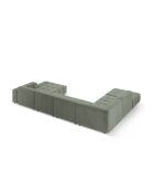 Luc Panorama-Ecksofa links, aus dunkelolivgrünem 7-Sitzer-Strukturstoff — 361 x 259 x 77 cm