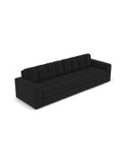 Yohan bank in structuurstof 4 stoelen zwart - 227x90x72 cm