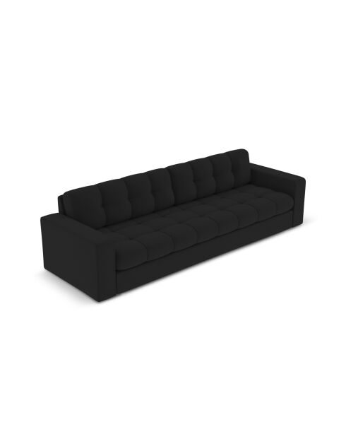 Yohan Sofa aus Strukturstoff 4 Sitze schwarz - 227x90x72 cm