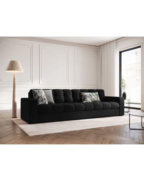 Yohan Sofa aus Strukturstoff 4 Sitze schwarz - 227x90x72 cm
