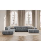 Luc panoramische hoekbank links open in grijze structuurstof voor 7 personen - 361x259x77 cm