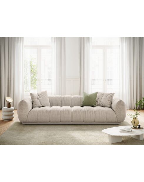 Julia modulaire bank in beige structuurstof voor 4 personen - 250x100x68 cm