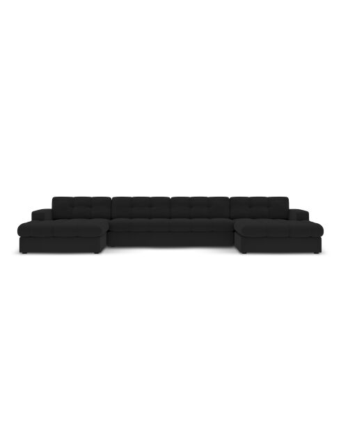 Yohan Panoramasofa aus Strukturstoff 5 Sitze schwarz - 294x160x72 cm