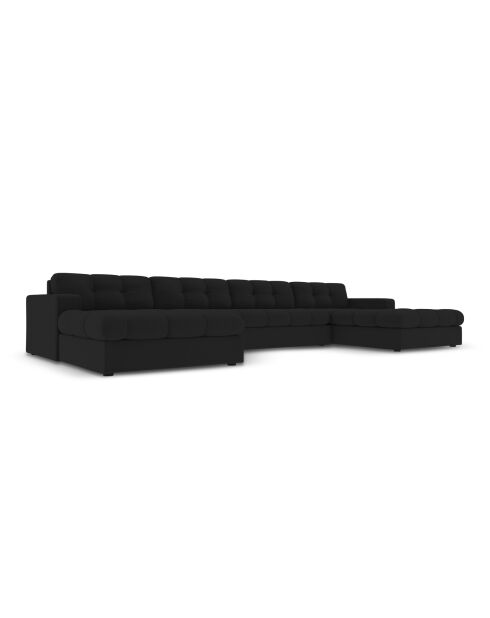 Yohan Panoramasofa aus Strukturstoff 5 Sitze schwarz - 294x160x72 cm