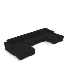 Yohan Panoramasofa aus Strukturstoff 5 Sitze schwarz - 294x160x72 cm