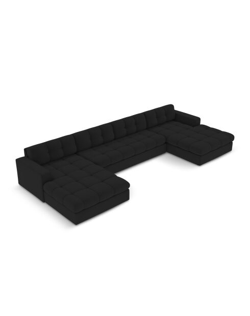 Yohan Panoramasofa aus Strukturstoff 5 Sitze schwarz - 294x160x72 cm