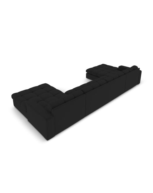 Yohan Panoramasofa aus Strukturstoff 5 Sitze schwarz - 294x160x72 cm
