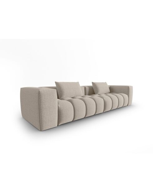 Lorella modulares Sofa aus Strukturstoff 5 Sitze Sand - 290x85x70 cm