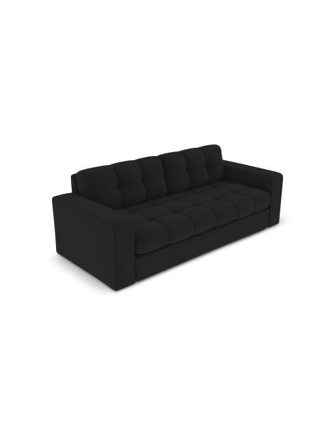 Canapé Yohan en tissu structurel 2 places noir - 162x90x72 cm