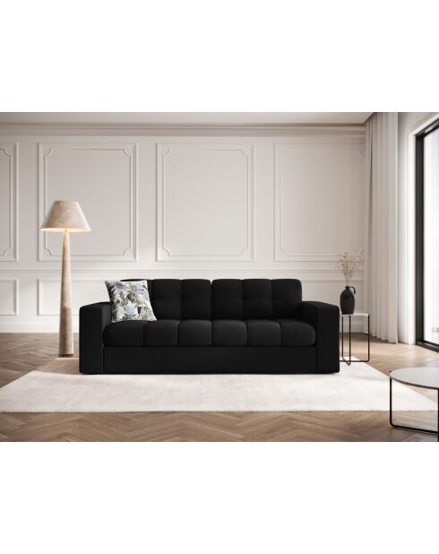 Canapé Yohan en tissu structurel 2 places noir - 162x90x72 cm