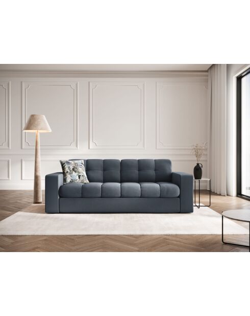 Canapé Yohan en tissu structurel 2 places bleu foncé - 162x90x72 cm
