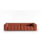 Lorella modulares Sofa aus Strukturstoff 5 Sitze korallenrot - 290x85x70 cm
