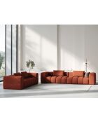 Lorella modulares Sofa aus Strukturstoff 5 Sitze korallenrot - 290x85x70 cm