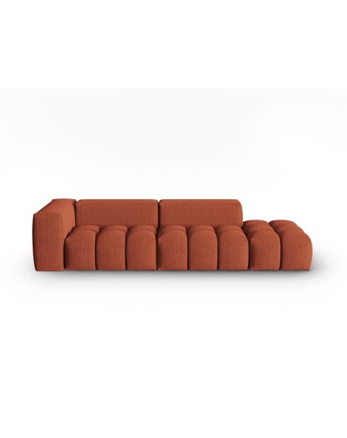 Modulares gerades Sofa Lorella aus Strukturstoff 4 Sitze, korallenrot - 265x85x70 cm