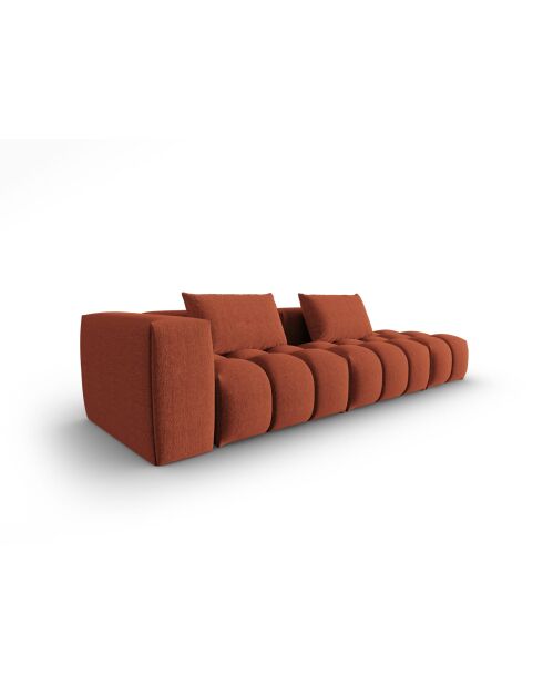 Modulares gerades Sofa Lorella aus Strukturstoff 4 Sitze, korallenrot - 265x85x70 cm