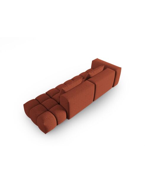Modulares gerades Sofa Lorella aus Strukturstoff 4 Sitze, korallenrot - 265x85x70 cm