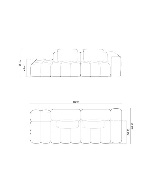 Modulares gerades Sofa Lorella aus Strukturstoff 4 Sitze, korallenrot - 265x85x70 cm