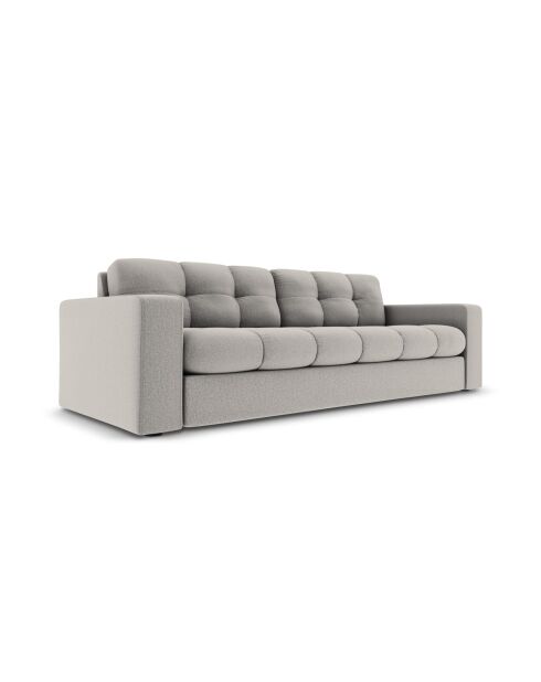 Yohan bank in lichtgrijze structuurstof voor 3 personen - 202x90x72 cm
