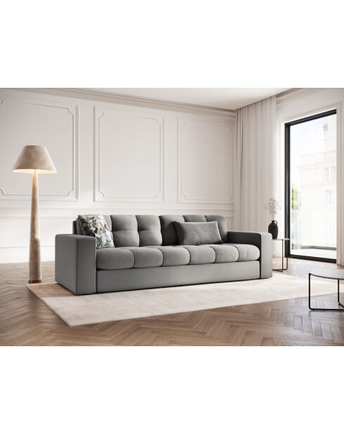 Yohan bank in lichtgrijze structuurstof voor 3 personen - 202x90x72 cm