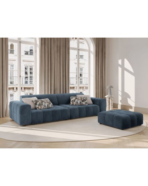 Luc Sofa aus Strukturstoff 4 Sitze dunkelblau - 244x99x77 cm