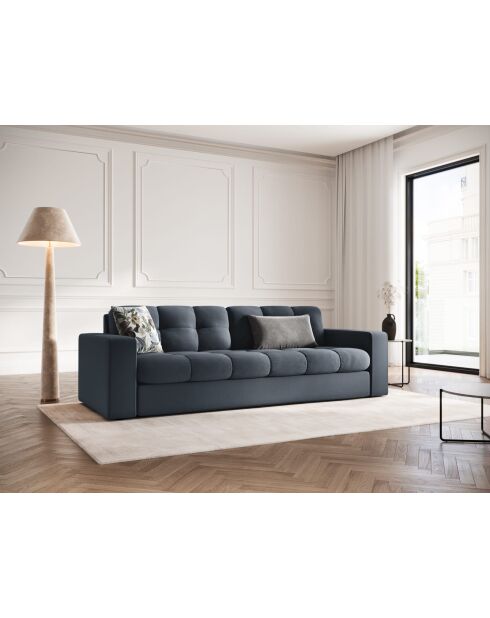 Yohan bank in structuurstof 3-zits donkerblauw - 202x90x72 cm