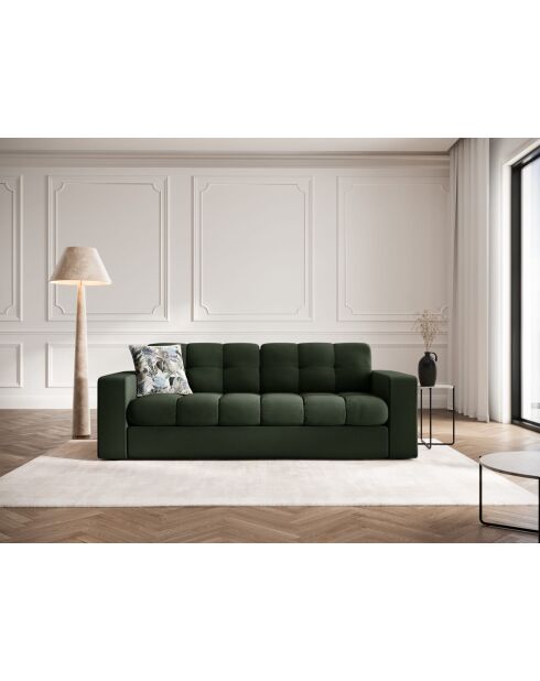 Canapé Yohan en tissu structurel 2 places vert foncé - 162x90x72 cm