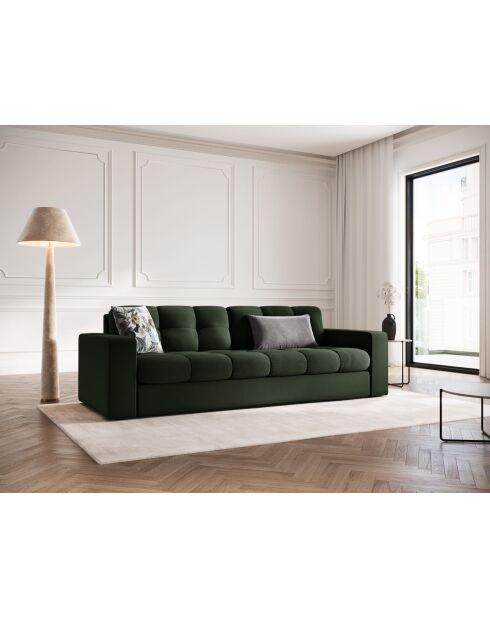 Yohan Sofa aus Strukturstoff 3-Sitzer dunkelgrün - 202x90x72 cm